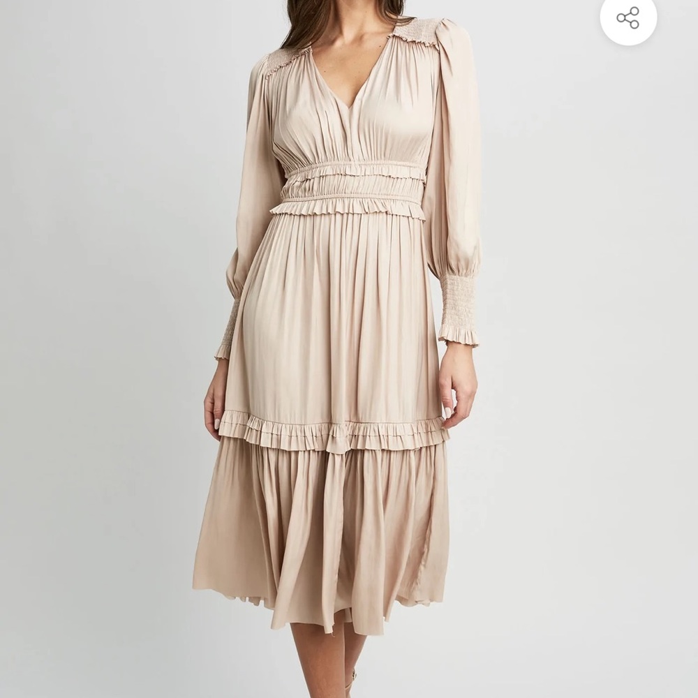 FLARE DRESS WITH SMOCKING DETAIL